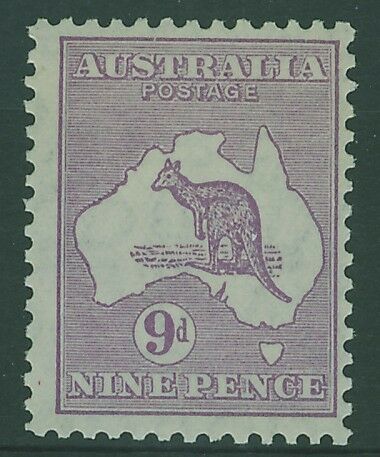 Australia SG 108 9d Violet Kangaroo animal map Small Multiple Watermark MUH