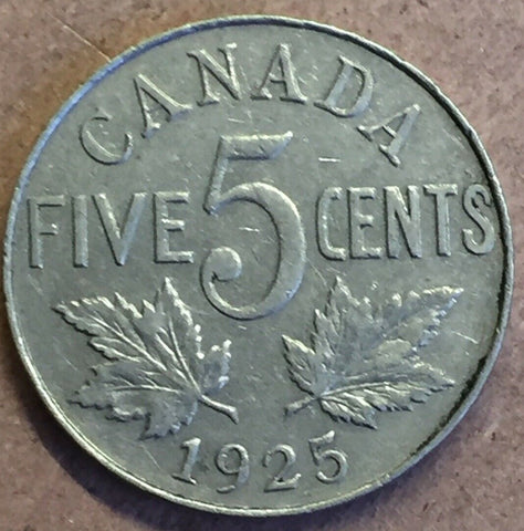 Canada 1925 KGV 5 Cents VF KM-29