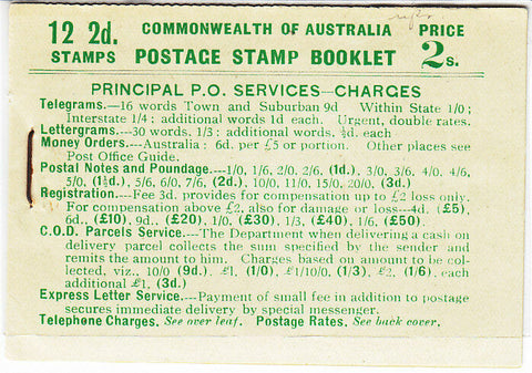 Australia KGV SG SB25aab BW B43 2/- Green on pale green cover with parcel rate
