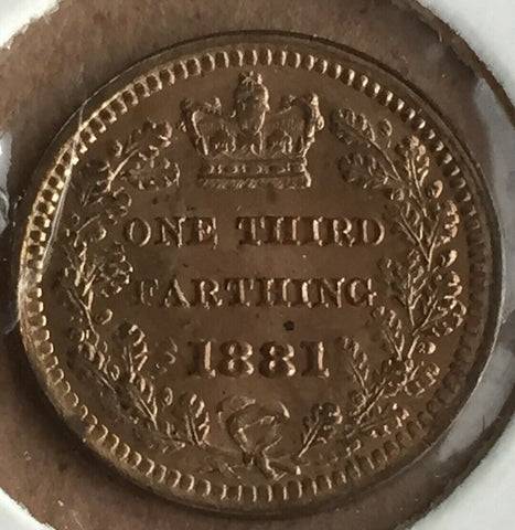 Great Britain: 1881 Queen Victoria Third Farthing 1/3 Farthing Uncirculated