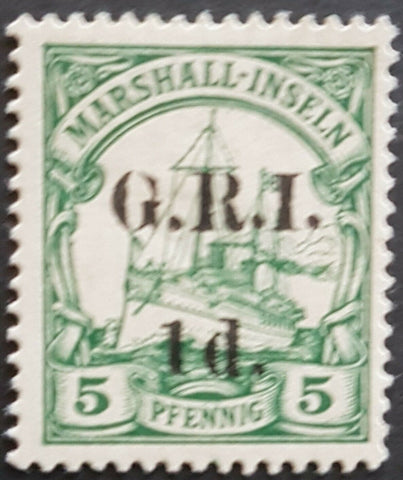 1d GRI on 5pf Marshall Islands German Colonies New Guinea SG 51, M