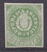 Argentina SG 8 10c green imperf Mint.