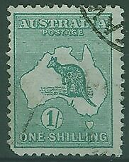 Australia SG 11w 1/- Kangaroo Inverted 1st Watermark. Very scarce commercial use