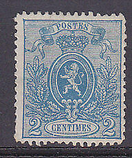 Belgium SG  44 2c Blue Mint Hinged