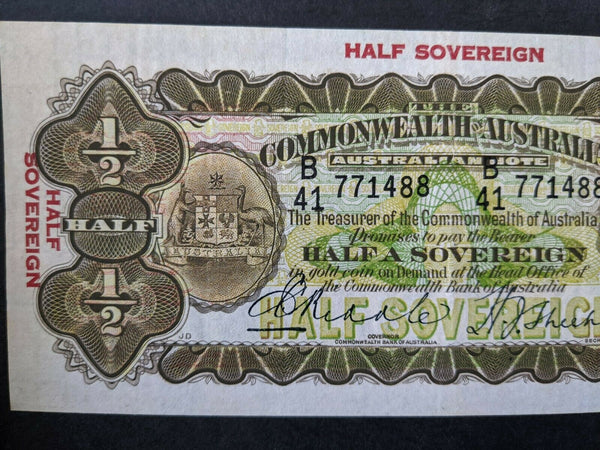 Australia 1933 Half Sovereign Banknote Riddle/Sheehan thin signature R8b