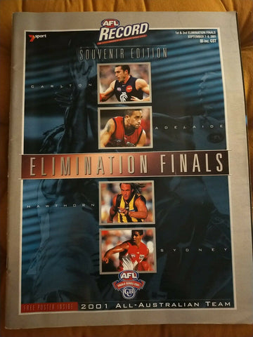 2001 Elimination Finals AFL Football Record Carlton v Adelaide, Hawthorn v Syd