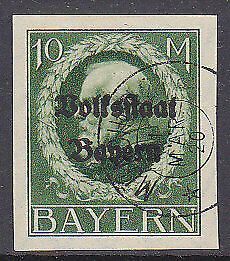 Bavaria Germany German States Michel 132 IIB 1914 10m green imperf Used