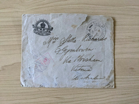 WWI YMCA Military Mail Sent from Field Post Office T.66 to Gymbowen Victoria