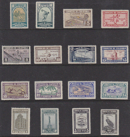 Columbia SG 461-476 3rd National Olympiad set of 16 Superb mint, some unhinged
