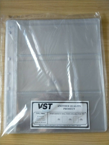 VST Banknote Album Refill 3 Pocket Pages x 100