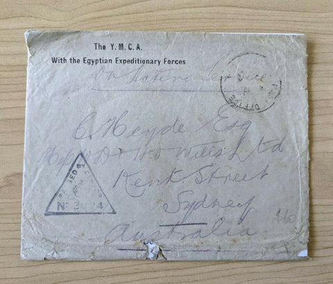 WWI Cover Egyptian Expeditionary Forces Passed By Censor to Sydney Australia