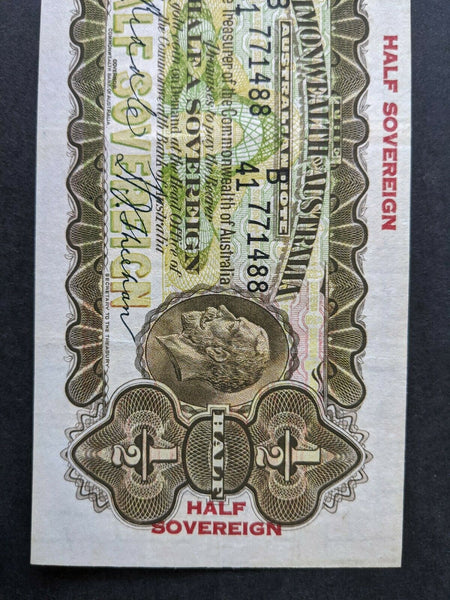 Australia 1933 Half Sovereign Banknote Riddle/Sheehan thin signature R8b