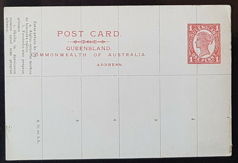 Queensland 1d  Post Card Advertising Esperanto language PTPO similar to HG 17 M