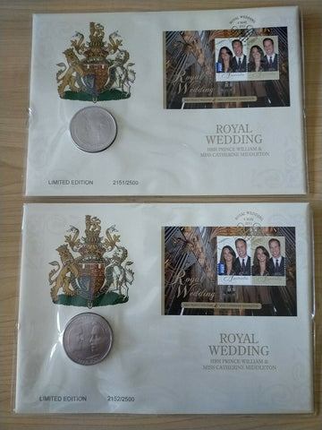 Australia stamp miniature sheet GB Great Britain 2011 £5 Royal Wedding Prince William & Kate Middleton PNC CONSECUTIVE PAIR