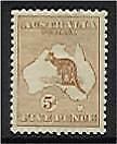 Australia SG 8 5d Chestnut Kangaroo 1st Watermark. Very fine, MLH Stamp