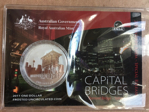 Australia 2011 Royal Australian Mint $1 Capital Bridges  Sydney ANDA One Ounce Silver. These were only sold for 2 days at the coin show