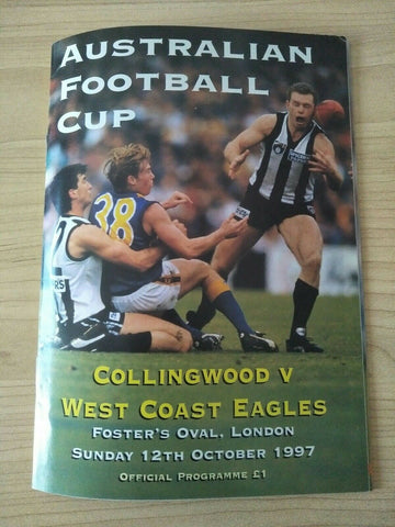 1997 Australian Football Cup Collingwood v West Coast In London Football Record