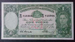 Australia R31 One Pound KGV1 Banknote Coombs/Watt aUnc