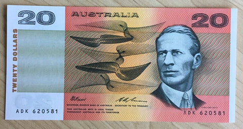 Australia 1993 $20 ADK Fraser Evans Last Prefix R415i Uncirculated