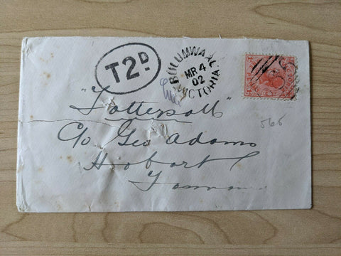 Victoria Australian State Tattersalls Postage Due cover Bulumwaal barred numeral