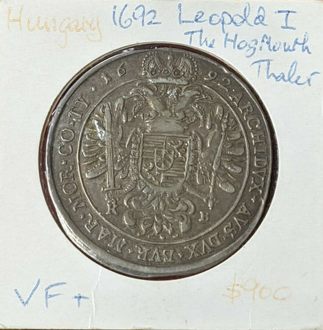 Hungary 1692 Leopold I Silver Thaler Coin Very Fine