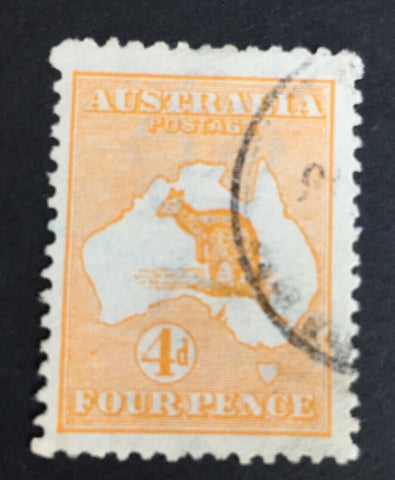 Australia 4d Orange First Watermark Kangaroo Fine Used SG6