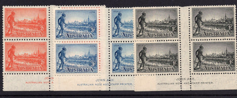 Australia SG 147a-9a 1934 Victoria Centenary Set Perf 11½  imprint blocks of 4 selvedge is MLH MUH