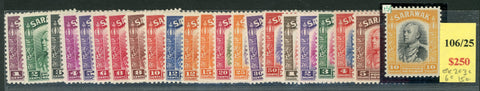 Malayan States Sarawak SG 106-25  KGVI Stamps Ex 2c, 3c, 6c & 15c