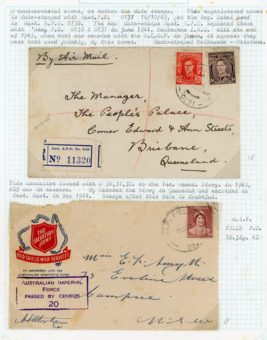 WW2 Military Mail Australia 2 Covers with interesting Date Use Salvation Army Slogan