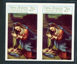New Zealand 1970 Christmas 2½c Imperf Pair