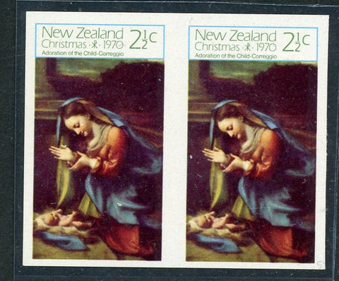 New Zealand 1970 Christmas 2½c Imperf Pair