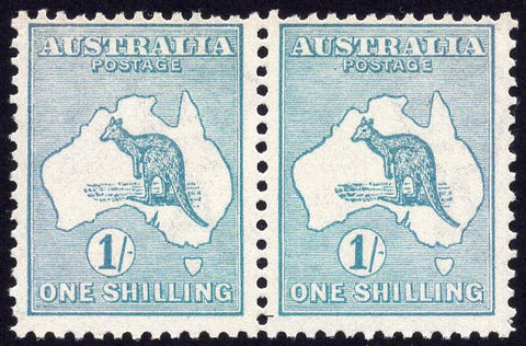 Australia SG28 1/-  Kangaroo 2nd Watermark Pair MUH Mint Unhinged