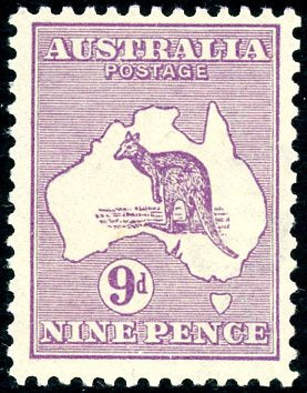 Australia SG 27 9d Violet Kangaroo 2nd Watermark MUH
