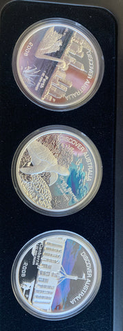Australia 2006 Perth Mint $1 Discover Australia set of 3 x 1oz .999 Coloured Silver Coins