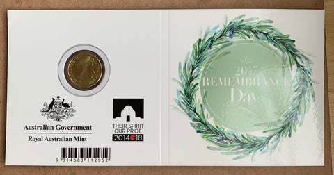 2017 Royal Australian Mint $2 Remembrance Day C Mintmark Coloured Carded Coin