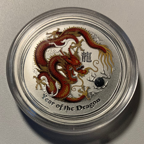 Australia 2012 Lunar New Year of the Dragon .999 1/2oz Coloured Silver Coin