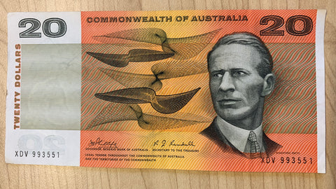 Commonwealth Of Australia 1968 R403 $20 Phillips Randall Banknote VF