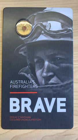2020 RAM $2 Brave Australia's Firefighters C Mintmark Uncirculated Coloured Coin
