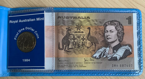 Australia 1984 Last $1 Note & First $1 Coin Folder
