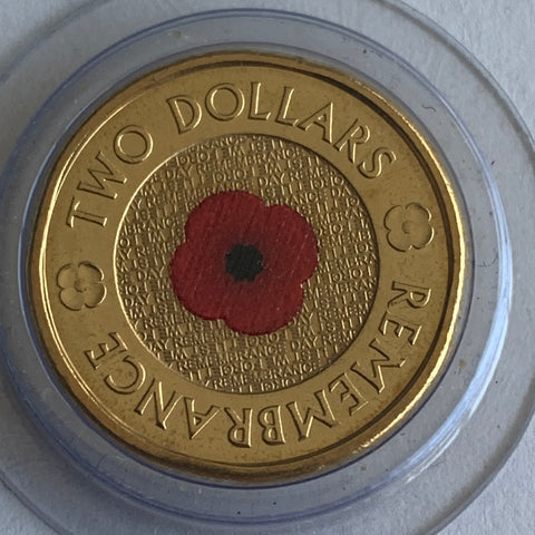 Australia 2018 $2 Coloured Poppy / Remembrance Day coin