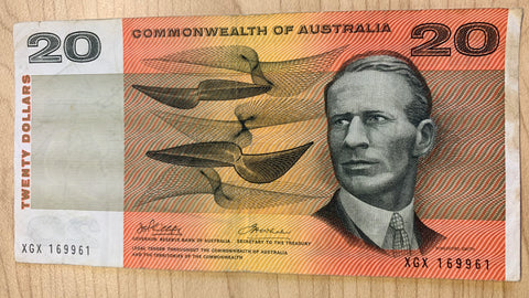 Commonwealth Of Australia 1972 R404 $20 Phillips Wheeler Banknote fine