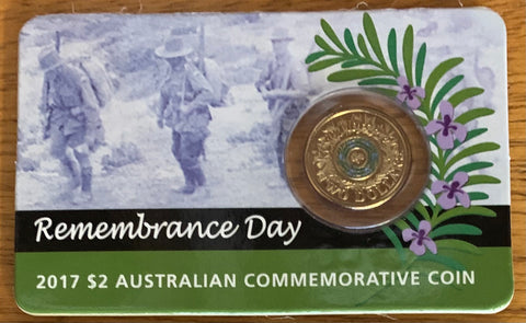 Australia 2017 $2 Remembrance Day Coloured Carded Uncirculated Coin
