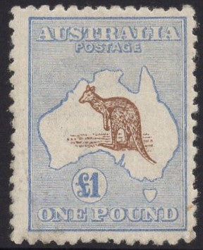 Australia SG 44b One Pound Kangaroo Light Brown Pale Blue 3rd Watermark