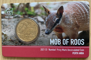 2021 Australia $1 carded Mob of Roos Numbat Royal Australian Mint Uncirculated Coin Perth ANDA