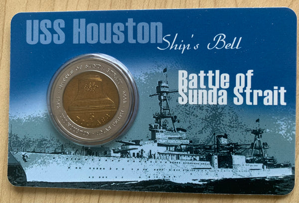Australia 2002 $5 USS Houston Ship's Bell. Uncirculated coin