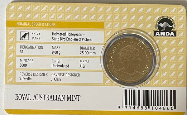 Australia 2020 Royal Australian Mint $1 Mob of Roos Melbourne ANDA Privy Mark Uncirculated Coin