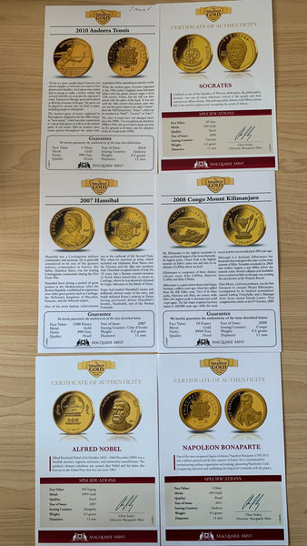 Macquarie Mint "The Smallest Gold Coins of The World" Collection 44 x .5 gram gold coins