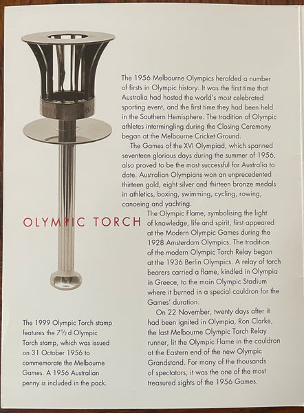 Australia 1956 Melbourne Olympic Torch Relay Coin Stamp Folder