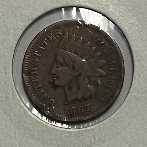 USA 1867 One Cent Coin 1c Rare