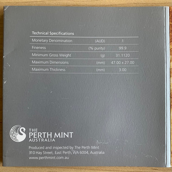 Australia 2009 Perth Mint $1 Kangaroo Dreaming 1oz Silver Square Coin